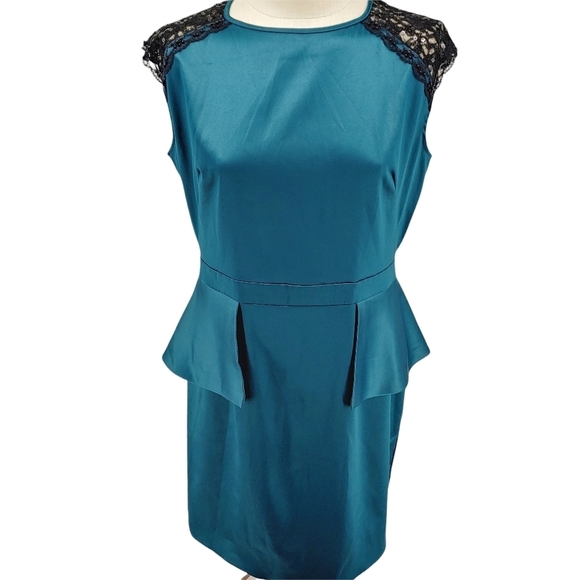 J. Taylor Women's Size 12 Jade Green Peplum Dress - Picture 5 of 9